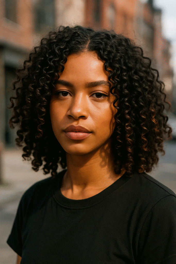 Dark chocolate curls on natural hair