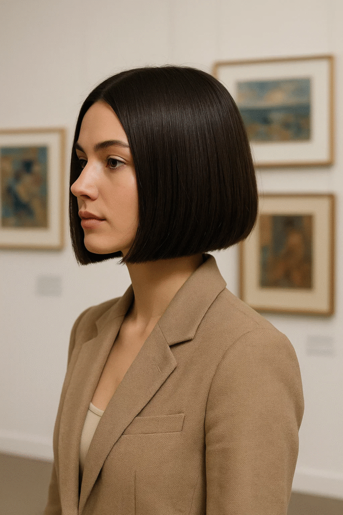  Straight dark chocolate brown bob hairstyle