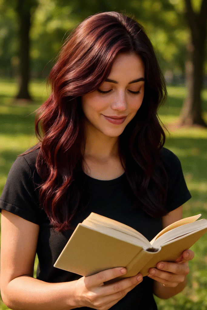  Chocolate brown hair with plum tint