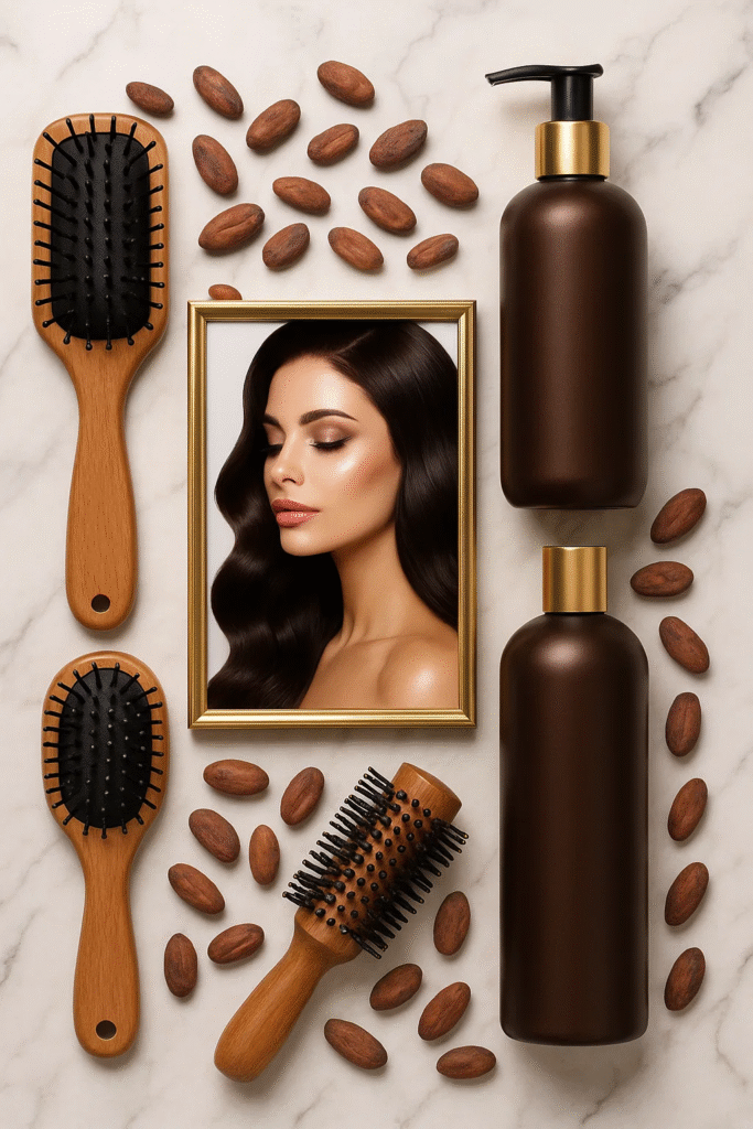Sip on the Sweetness 15 Dark Chocolate Brown Hair Inspirations flat lay

