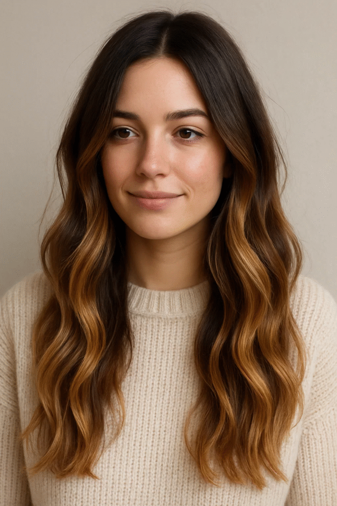 Lived-in honey brown balayage hair