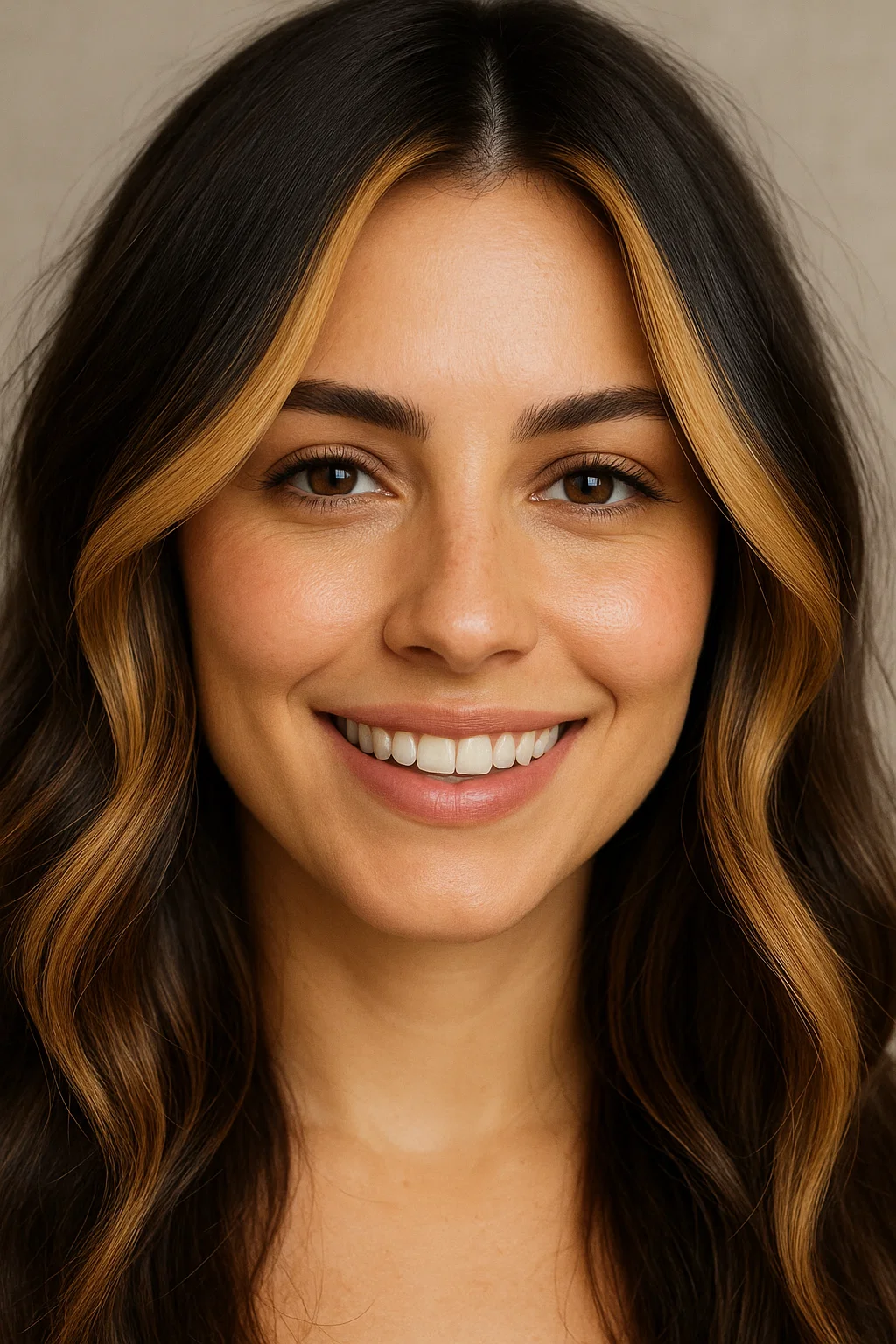 Honey balayage money piece highlights