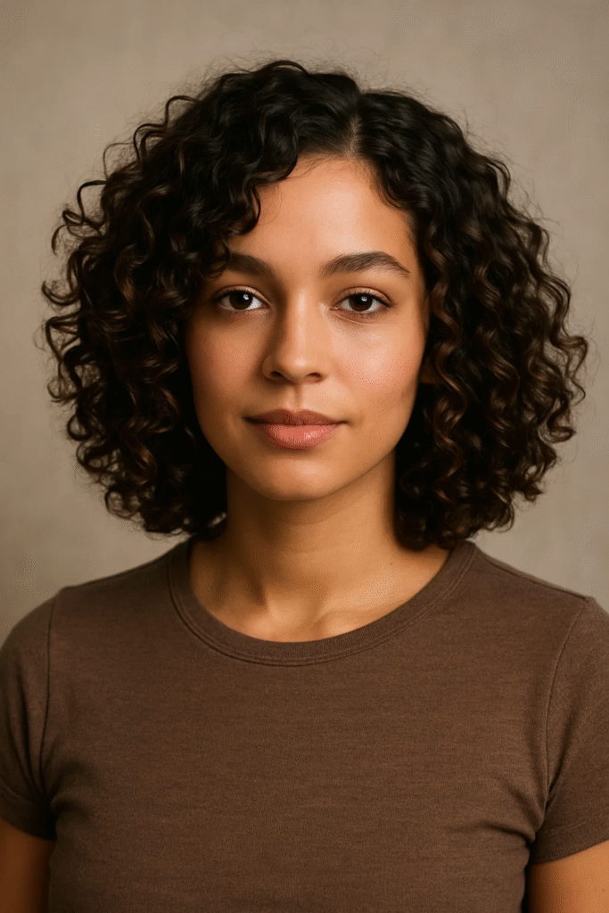 Dark chocolate brown curls hairstyle inspiration