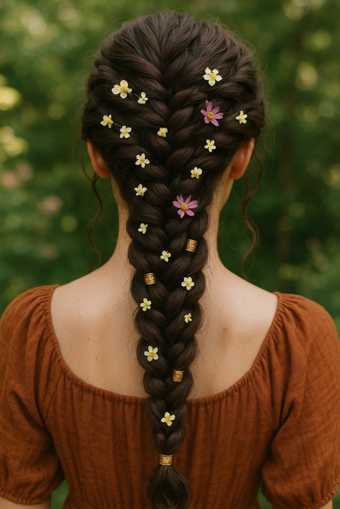 Dark chocolate brown boho braided hairstyle