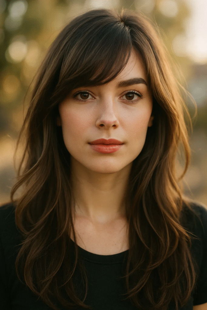 Woman showcasing one of the top refreshing haircuts with long layers in 2025