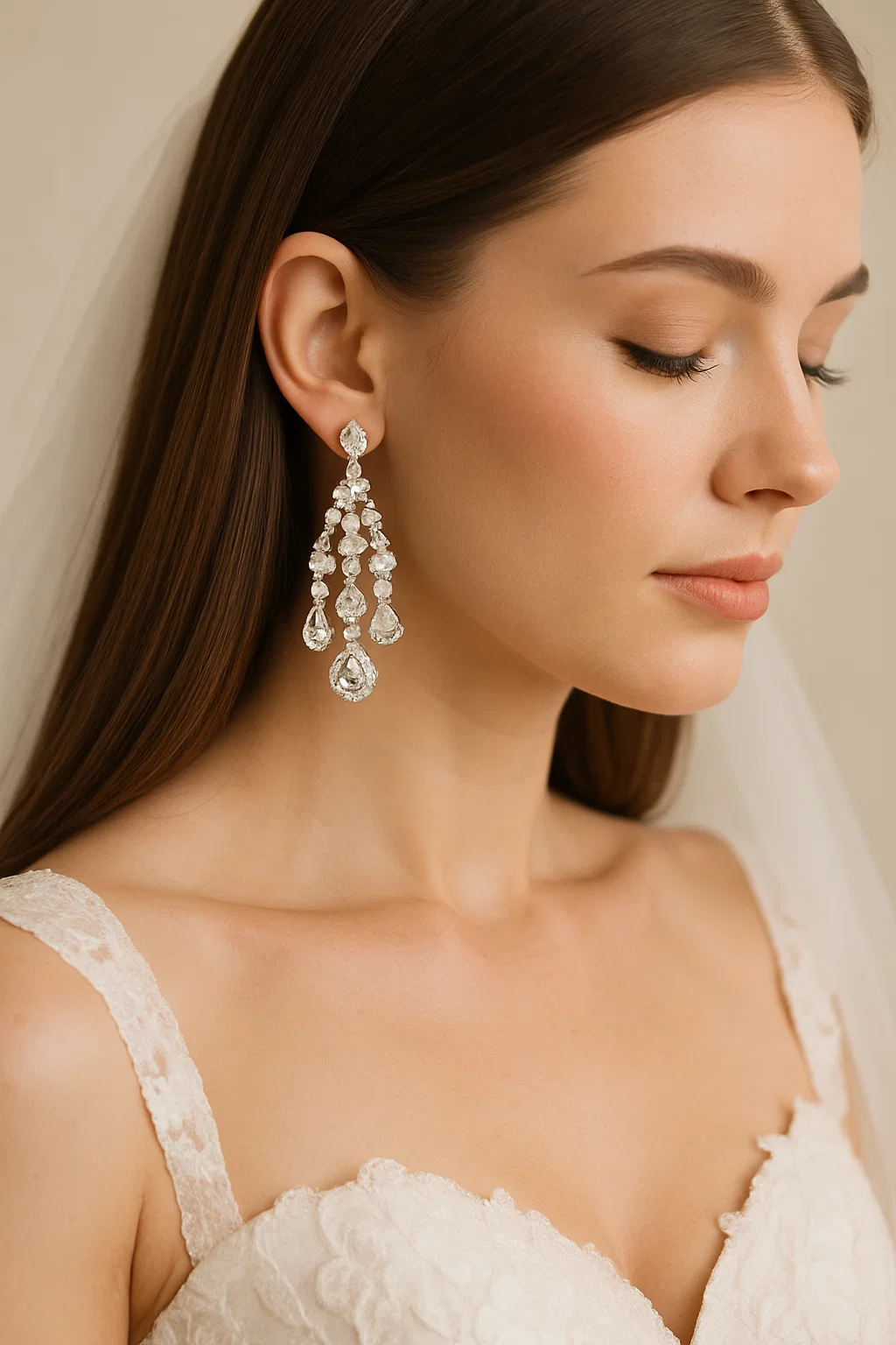 Minimalist tucked-behind-ear long straight hairstyle — perfect for weddings