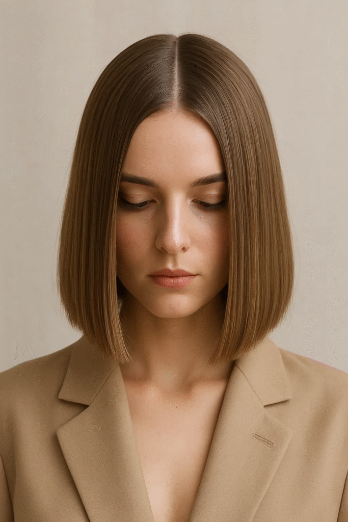 Blunt cut with center part — one of the 9 straight hair styles for dynamic looks

