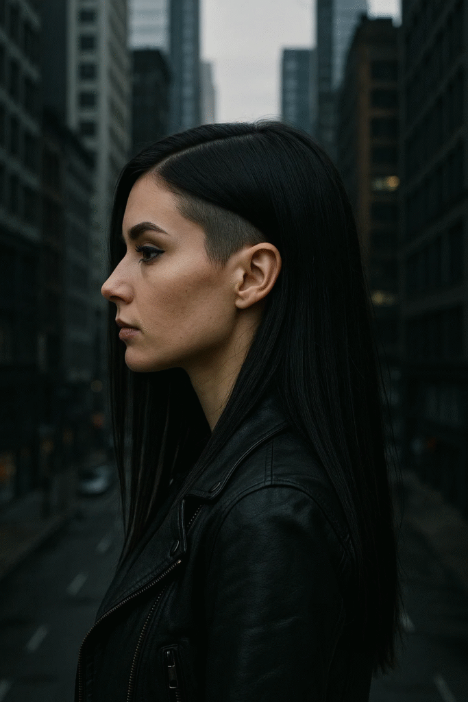 Straight top with undercut — bold dynamic look with straight style