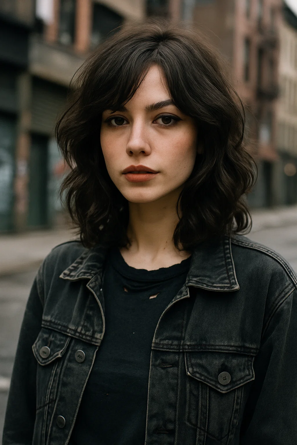 Butterfly haircut on wavy hair with layered shag styling