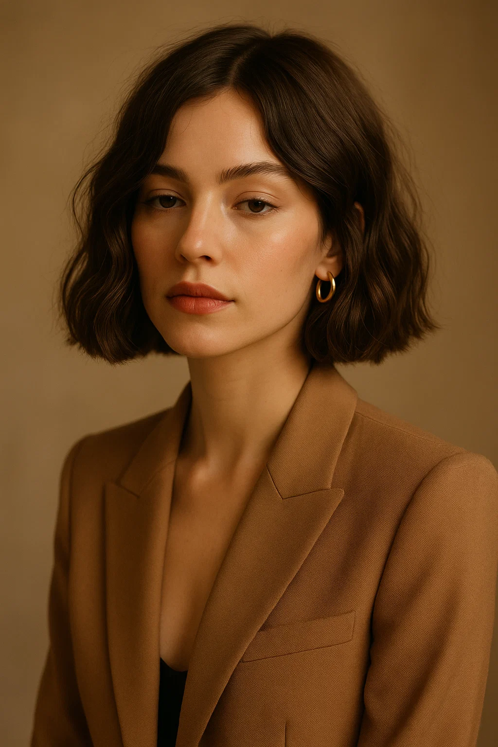 Ghost waves hair style on short bob cut with soft texture and subtle bends