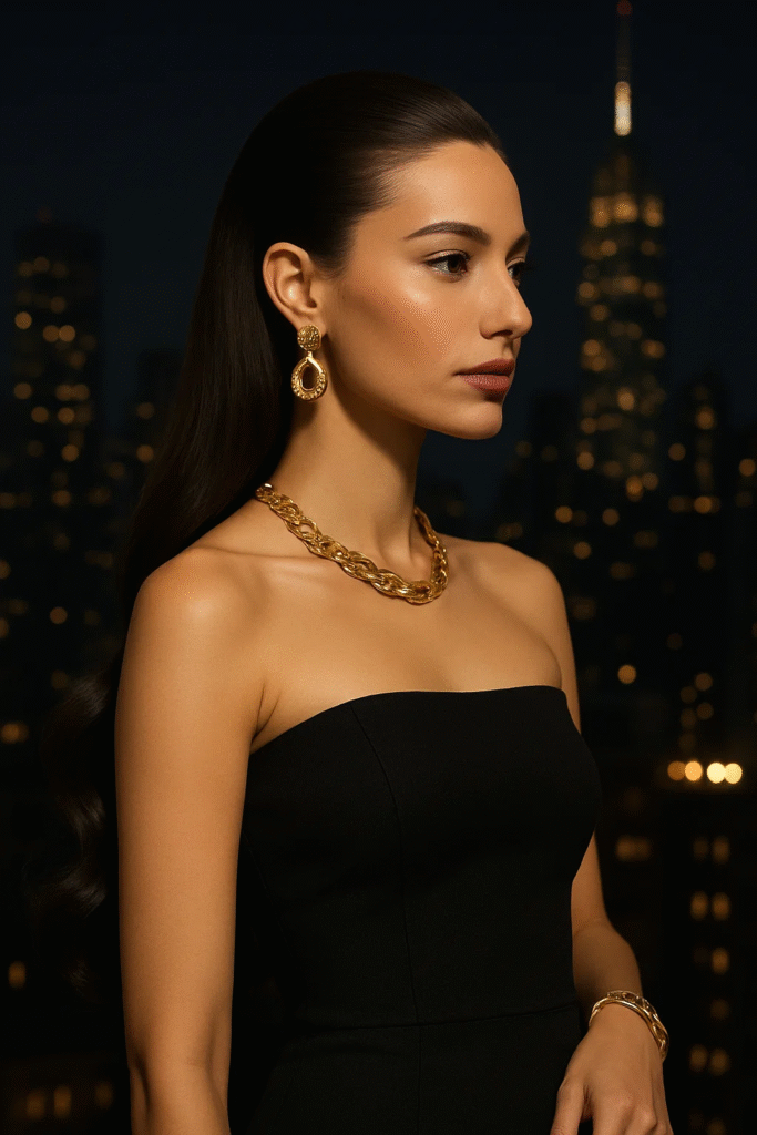 Ghost waves hair style with slicked-back top and flowing ends

