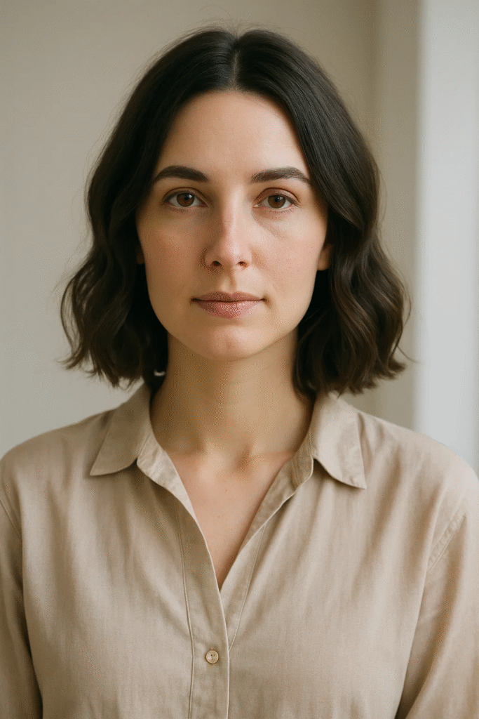 Woman with ghost waves hair style showcasing subtle S-shaped texture for quiet luxury


