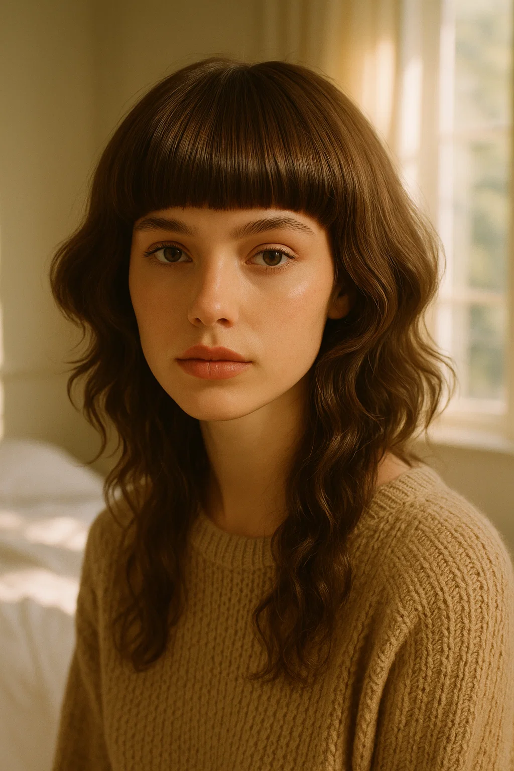 Soft version of jellyfish haircut look with natural flow and texture