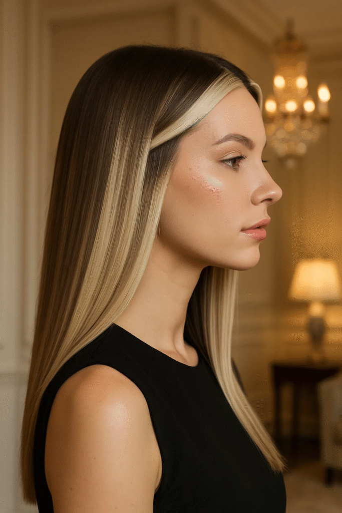 Champagne Blonde Hair with face-framing money piece