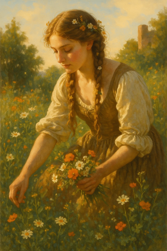 Romantic braided hairstyle inspired by the castlecore trend