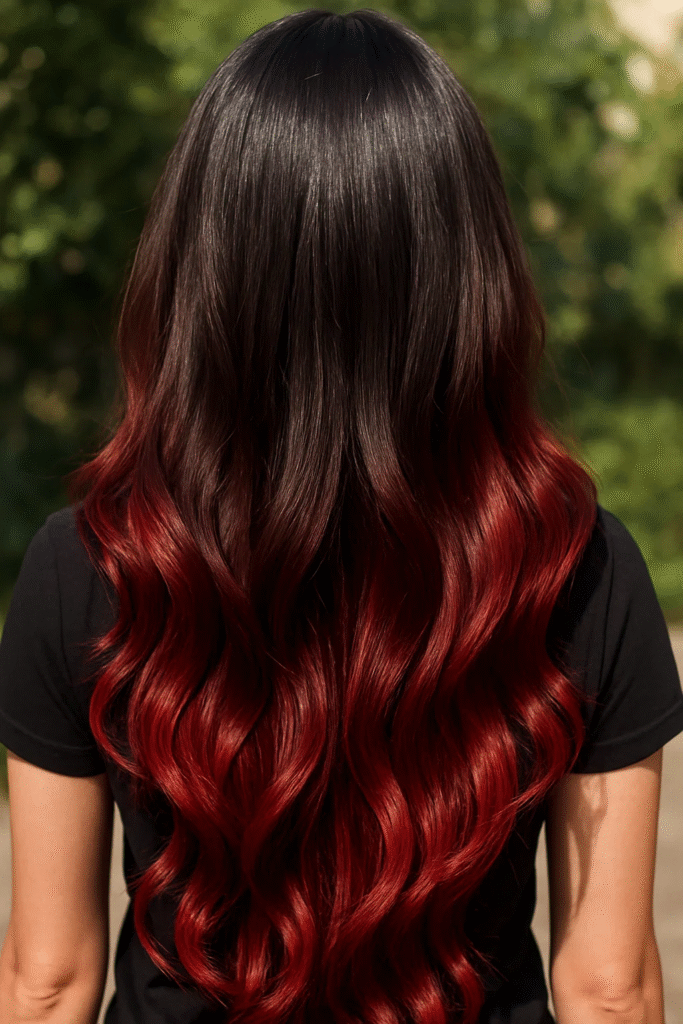 Dark cherry root melt blending into bold red tones