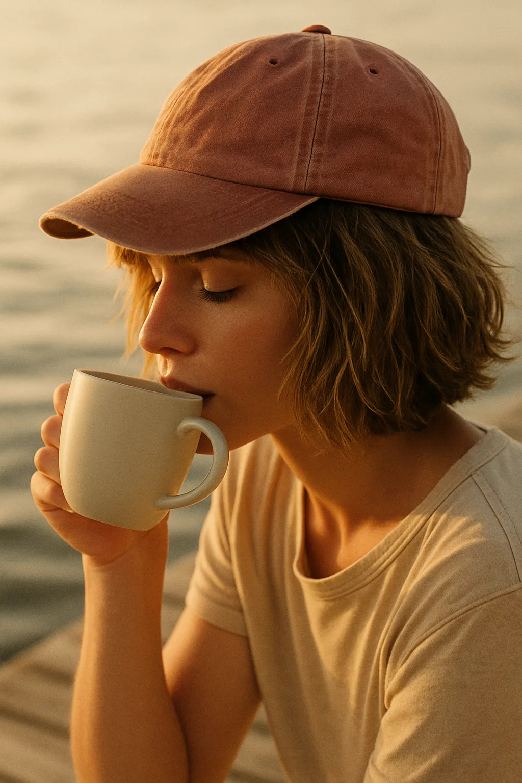 Short bob styled in Fisherman Chic aesthetic with textured volume