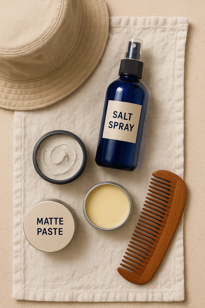 Essential styling products for relaxed Fisherman Chic Hairstyles