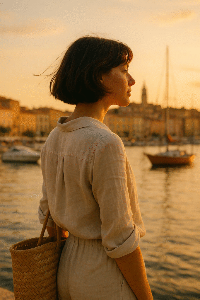 Natural bent bob styled in relaxed Fisherman Chic fashion