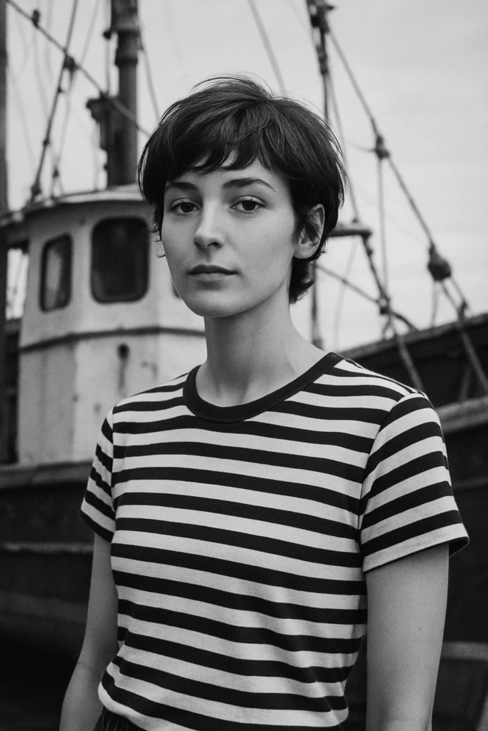 Relaxed French boy haircut in Fisherman Chic style