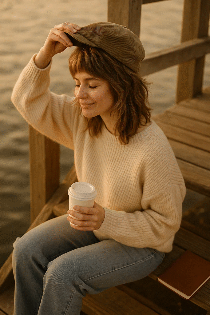Cropped shag haircut designed for hats in Fisherman Chic style

