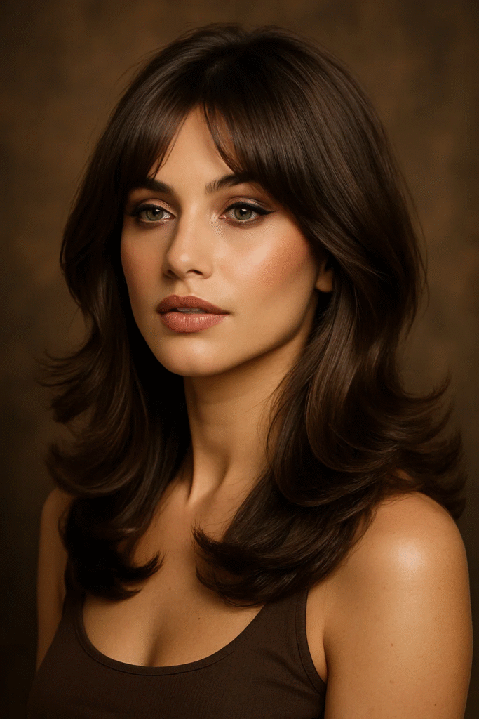 Curtain bangs with Rachel haircut revival for long hair