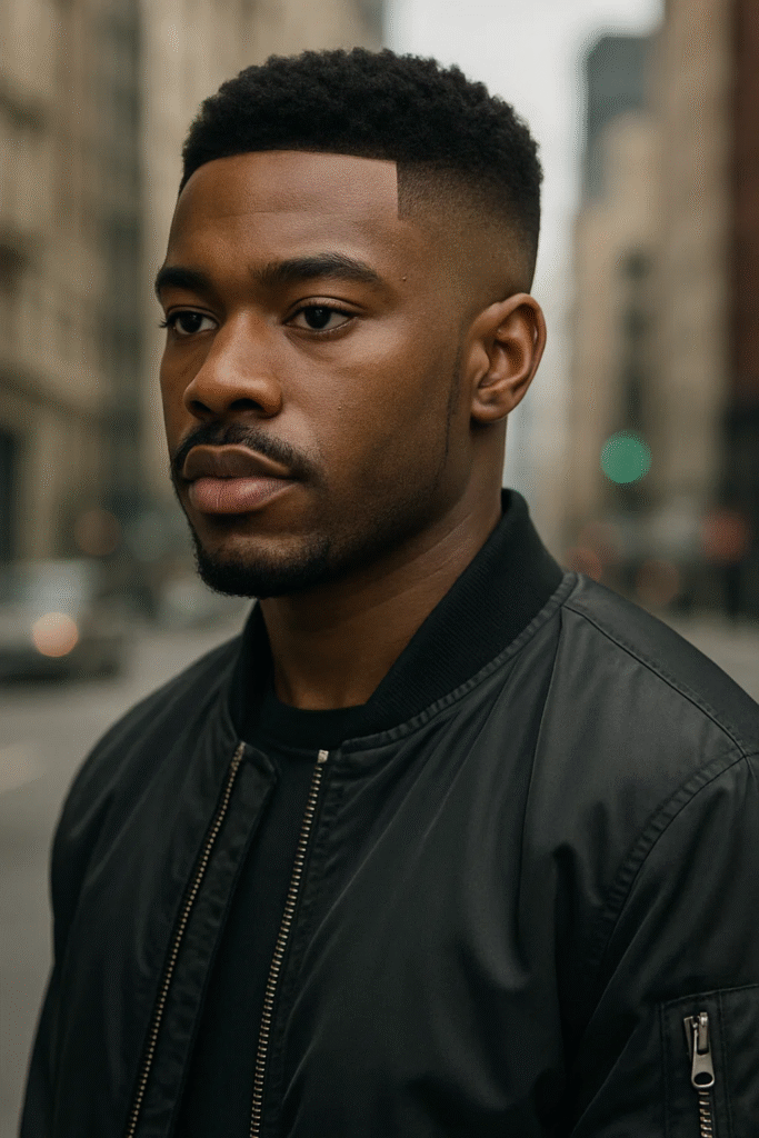 Temple fade with line-up for Black men