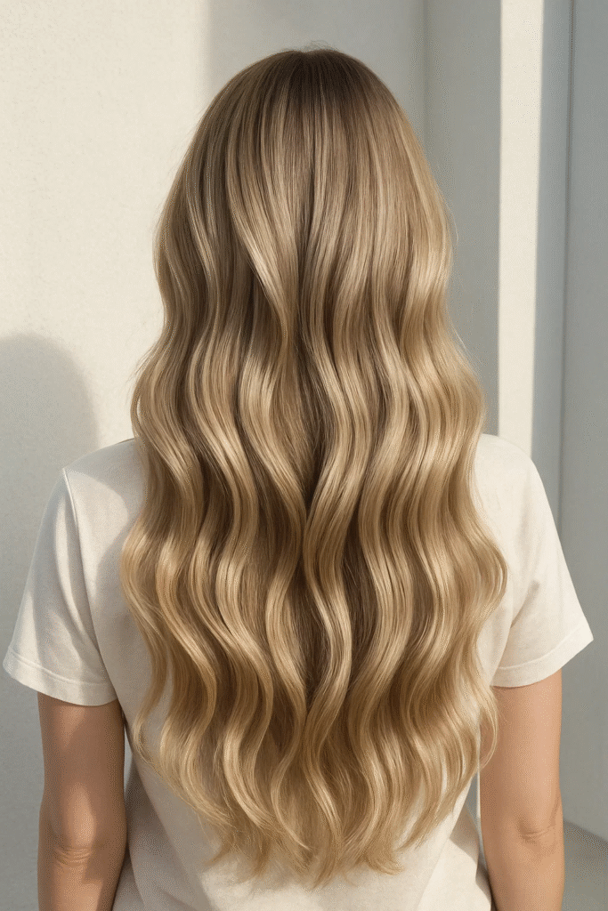Scandinavian-inspired ash blonde balayage ideas for long wavy hair