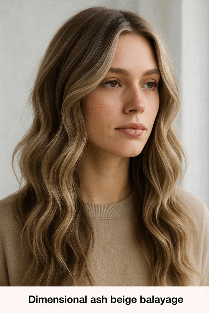 Ash blonde balayage ideas with beige and silver dimension