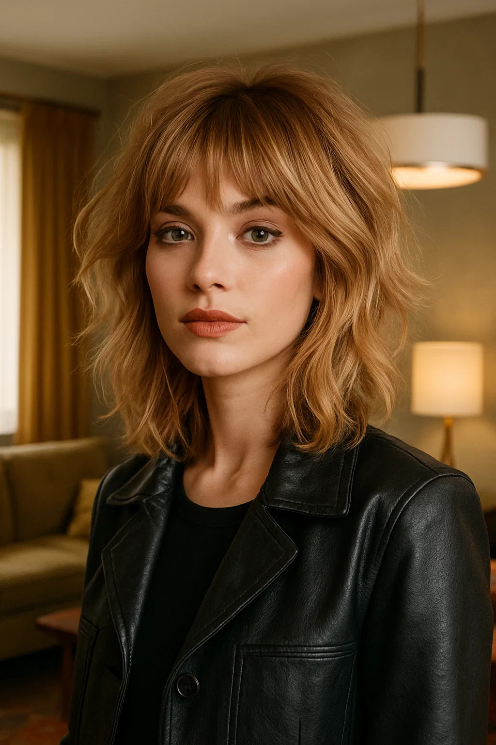 Modern Shag Haircut 2025 styled with tousled texture and soft curtain bangs.