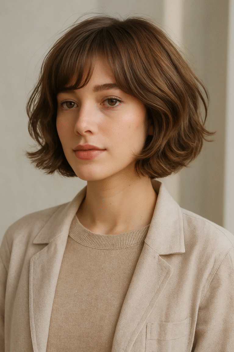 Layered pageboy bob with soft waves for volume and texture