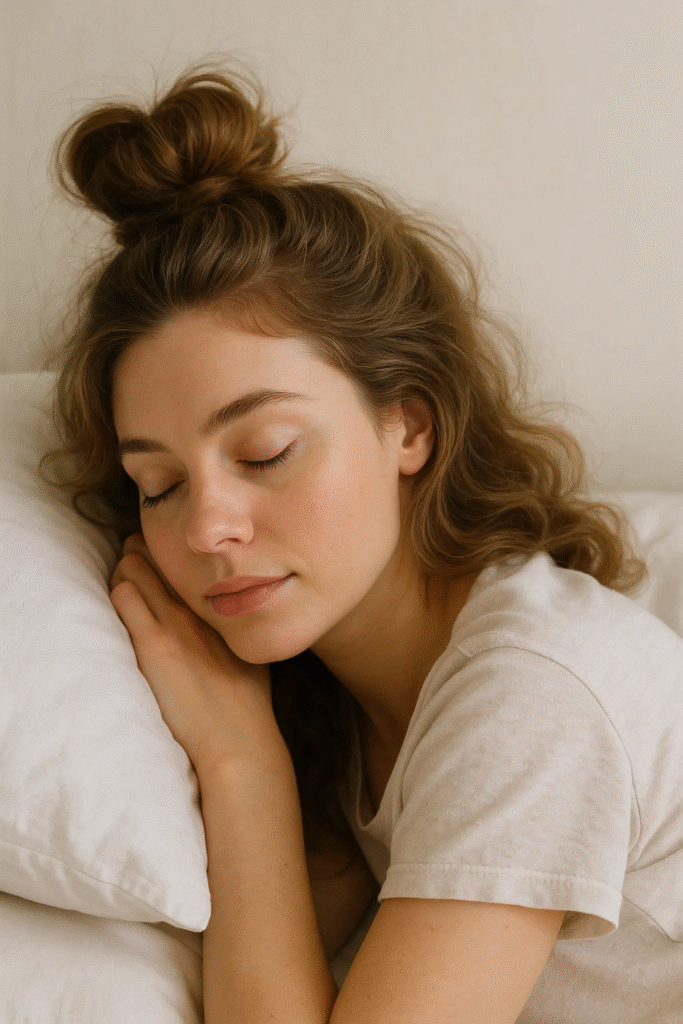 Sleeping with a loose bun to preserve volume from a Velcro roller blowout

