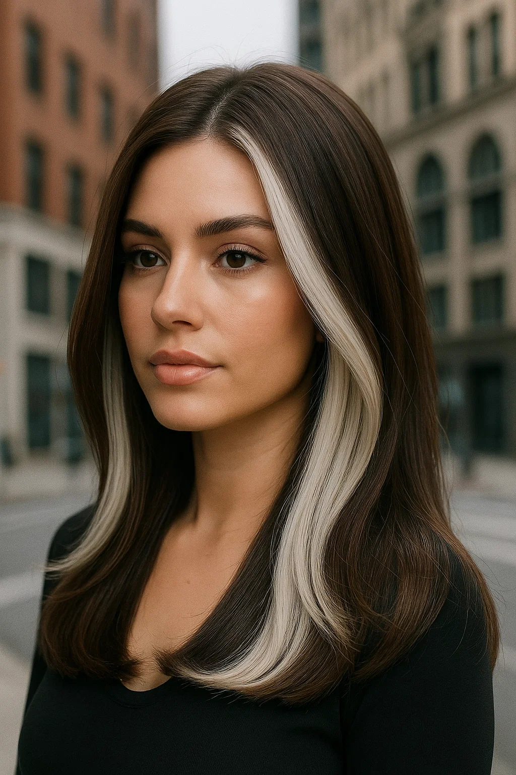 Platinum blonde peekaboo highlights layers