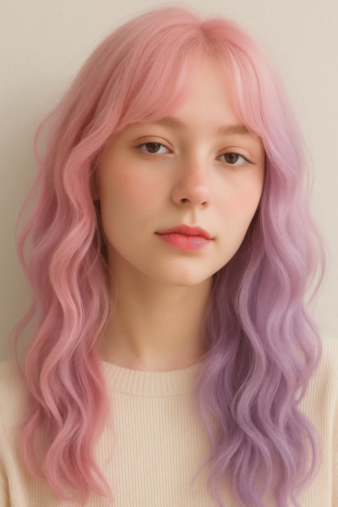 Soft girl hairstyle with pastel waves