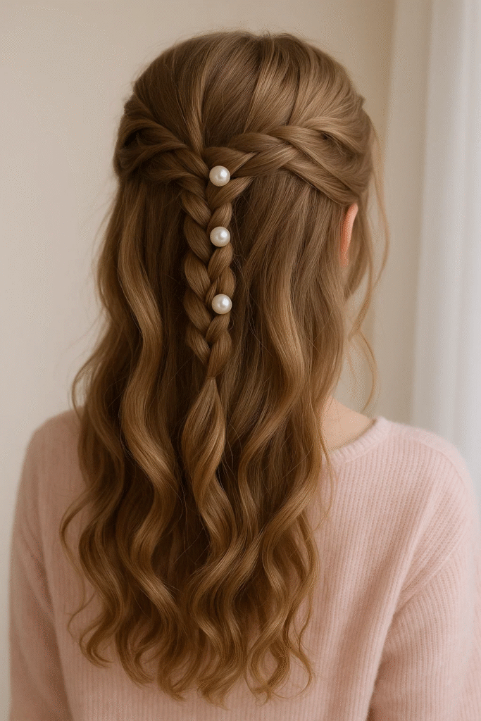Soft girl braided half-up hairstyle
