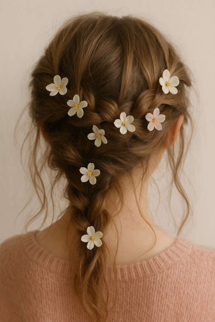 Soft girl crown braid hairstyle