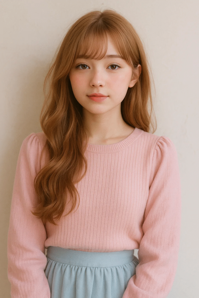 Side swept waves soft girl hairstyle