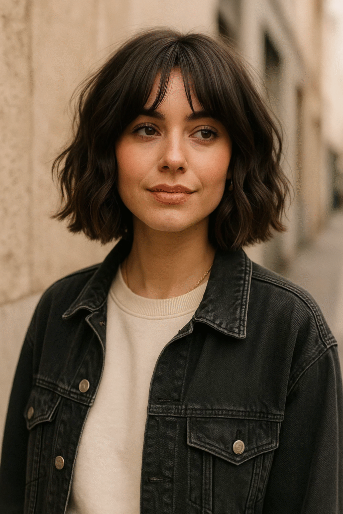 Wavy espresso bob hairstyle