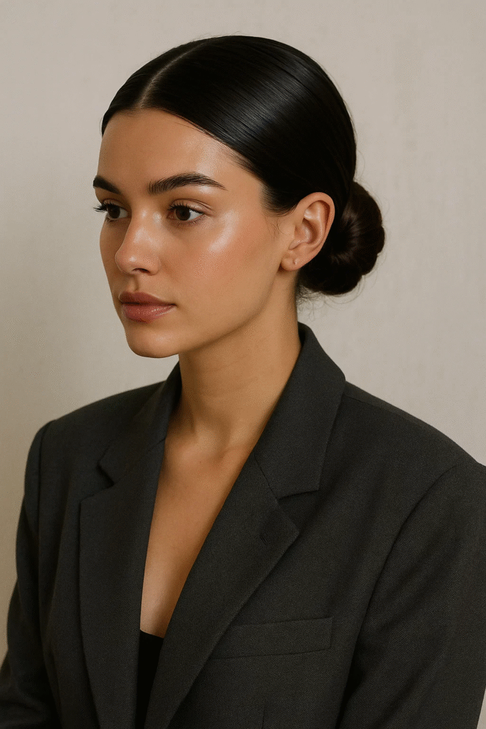 Low bun clean girl look