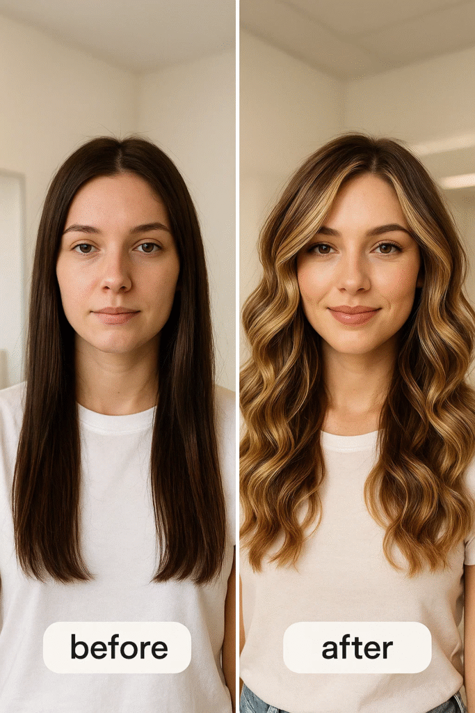 balayage hair makeover before and after