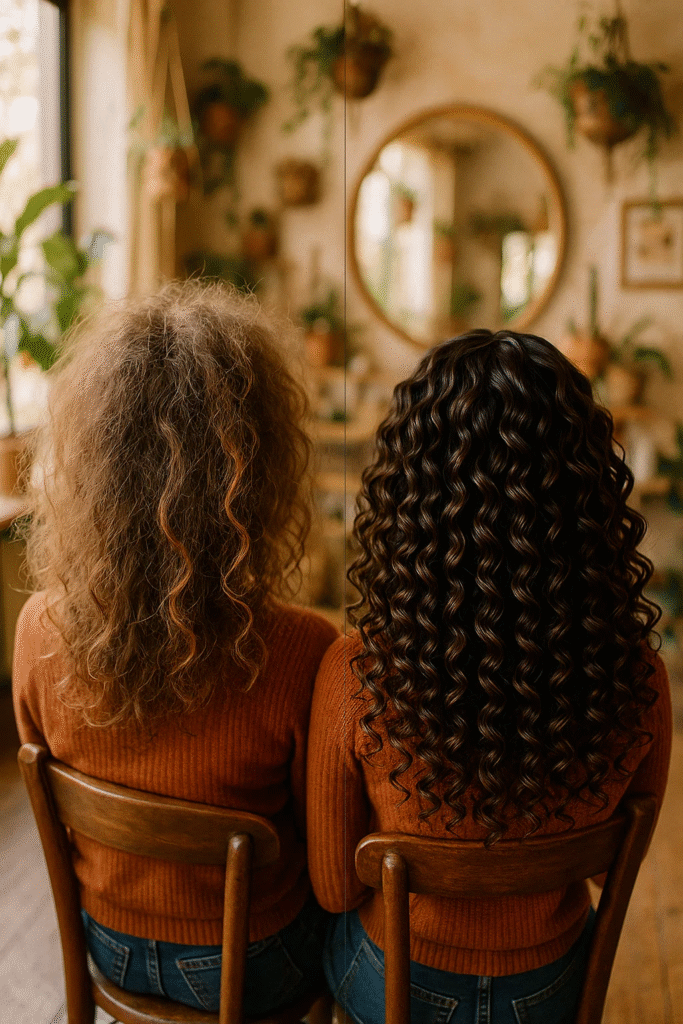 curly hair before and after transformation