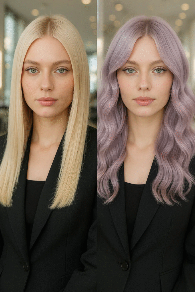 pastel lavender hair makeover before and after