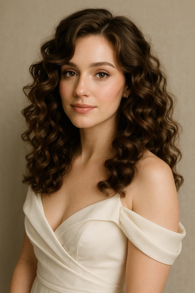 Soft voluminous curls hairstyle for MOH