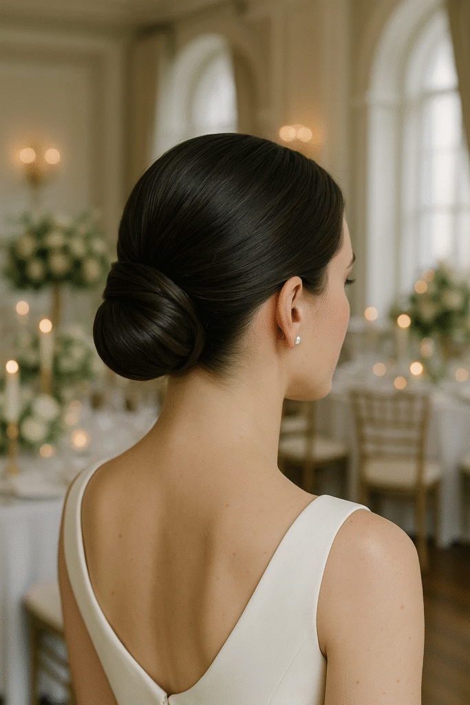 Chic low bun with twist for MOH