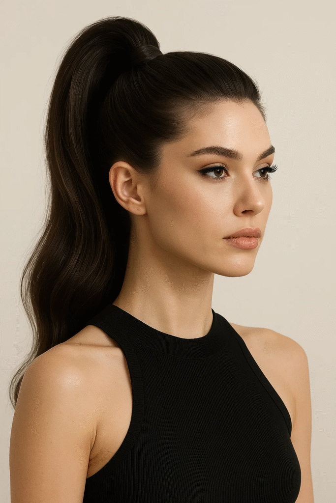 Sleek high ponytail for a cute back-to-school look