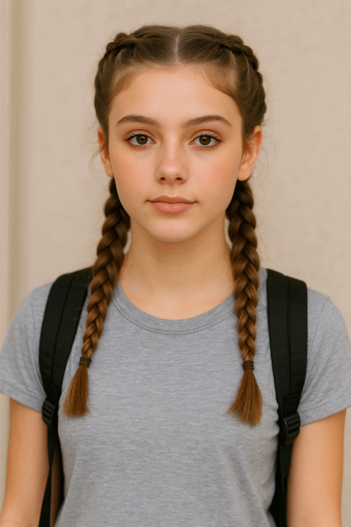 French braids hairstyle for cute back-to-school look