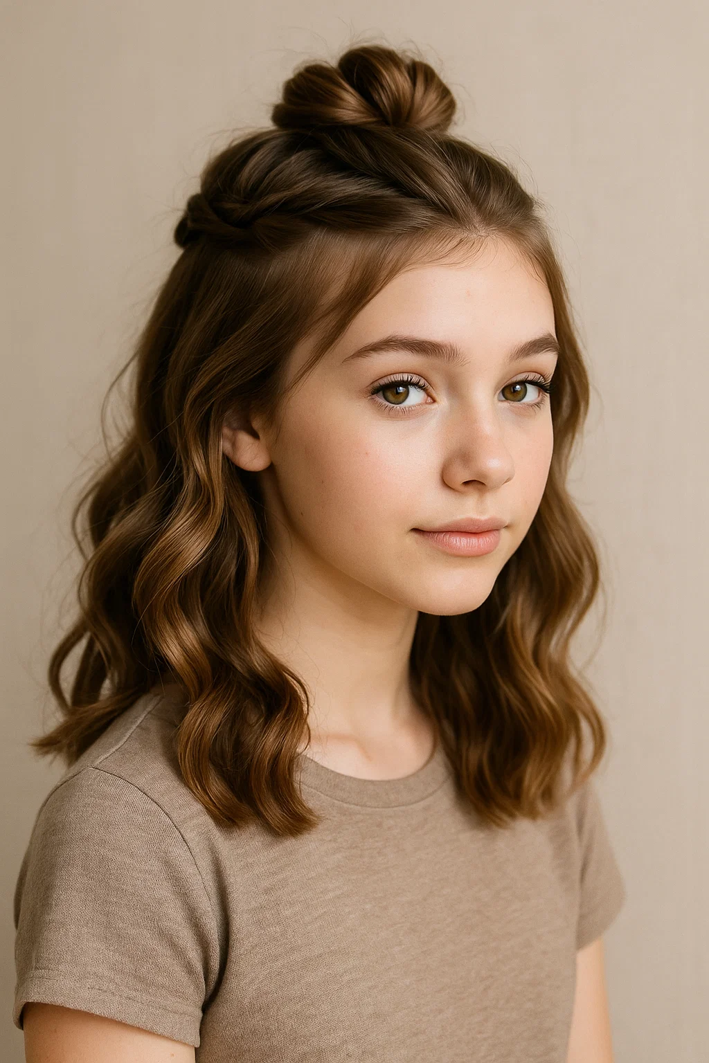 Twisted half-up bun hairstyle for a cute back to school look