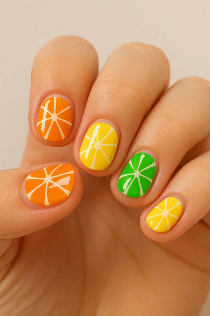 Citrus Pop Nails – Fun Spring Nail Designs