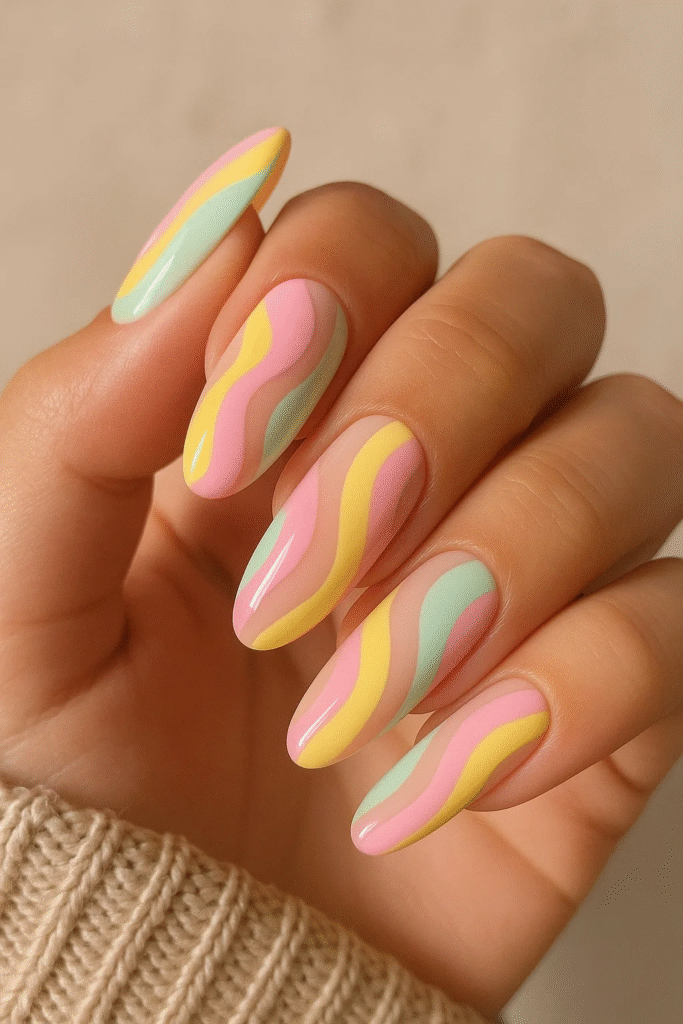 Abstract Spring Swirl Nails – Trendy Spring Nail Designs