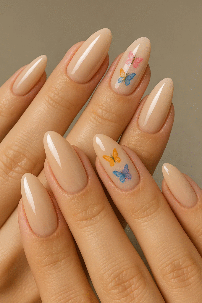 Butterfly Accent Nails – Cute Spring Nail Designs